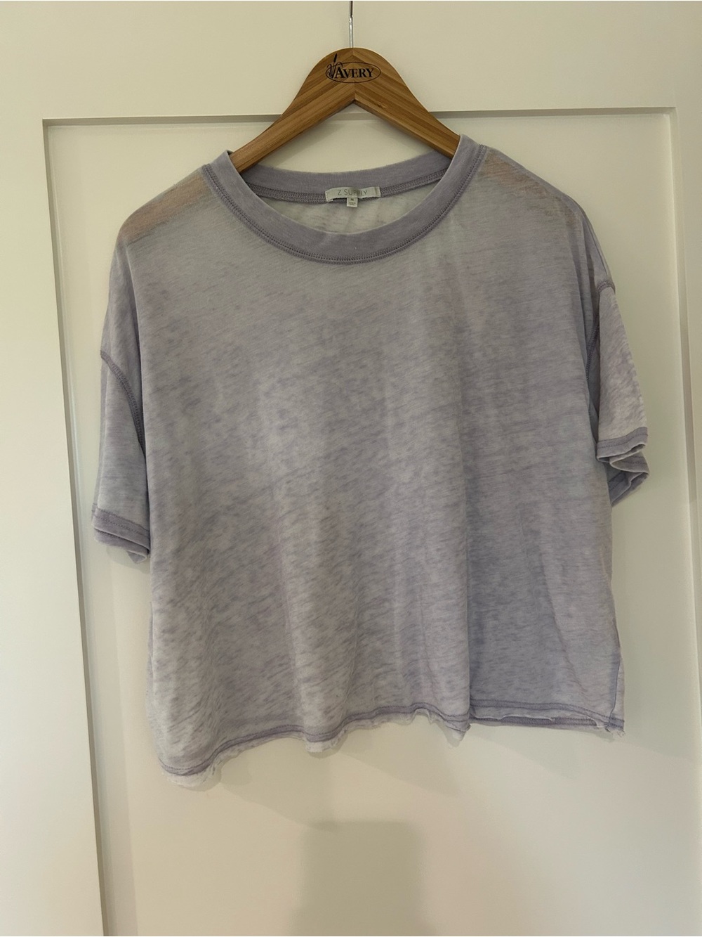 Z Supply Lavender Sheer Boxy Crewneck Crop Tee